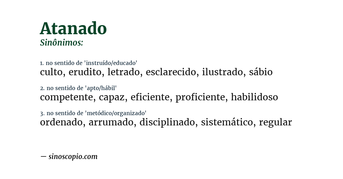 Sinônimo de atanado