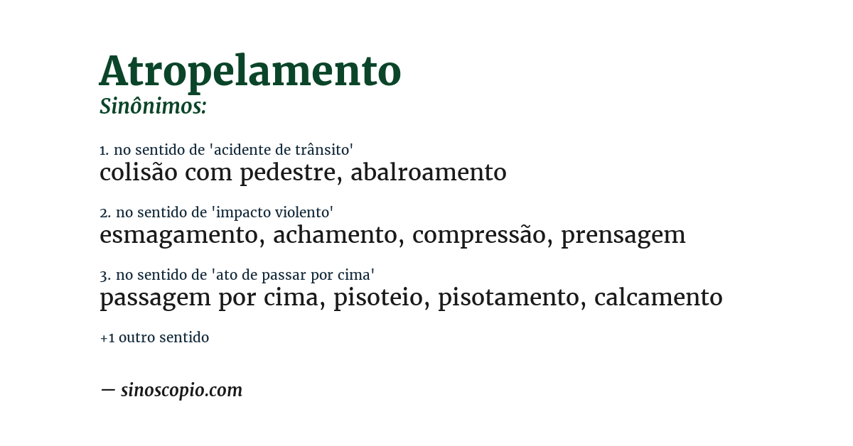 Sinônimo de atropelamento