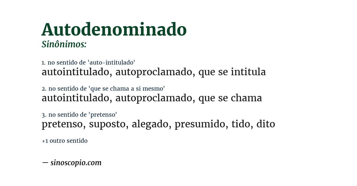 Sinônimo de autodenominado