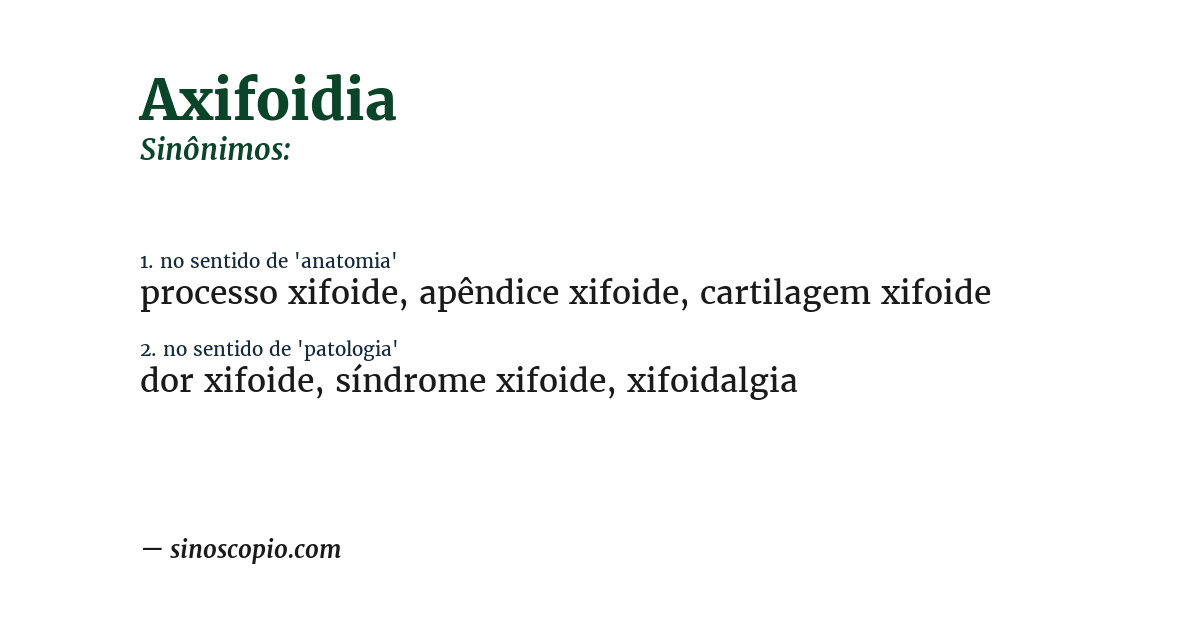Sinônimo de axifoidia