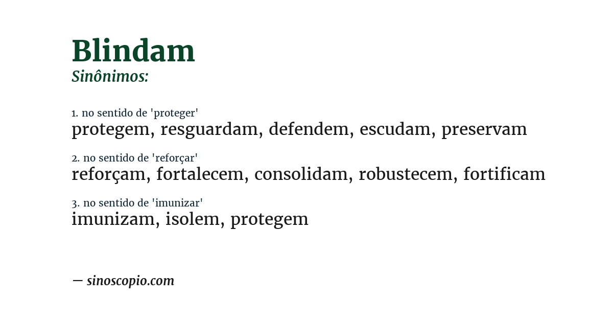 Sinônimo de blindam