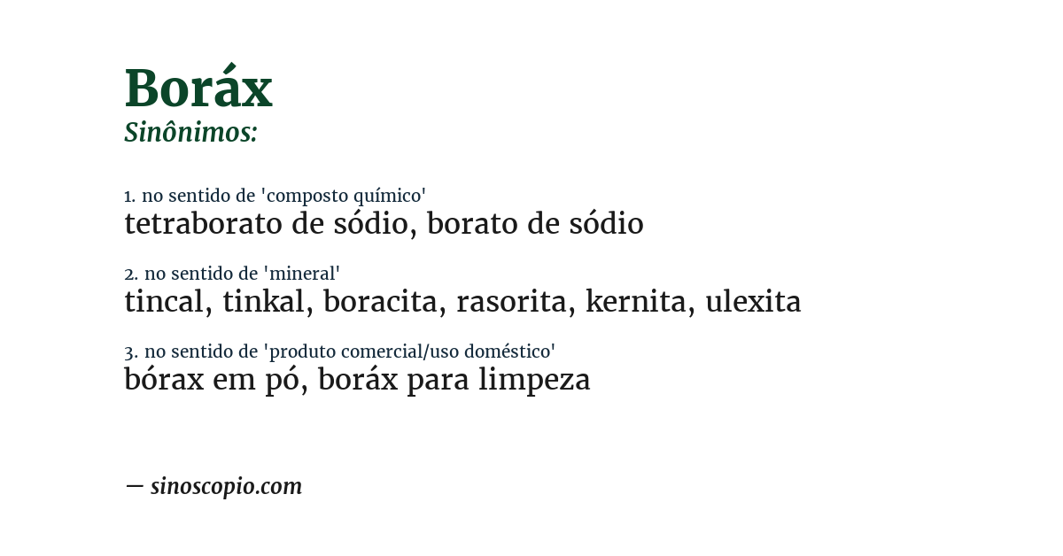 Sinônimo de boráx