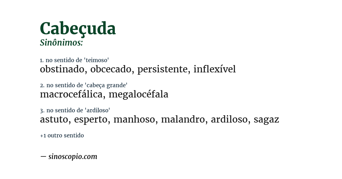 Sinônimo de cabeçuda
