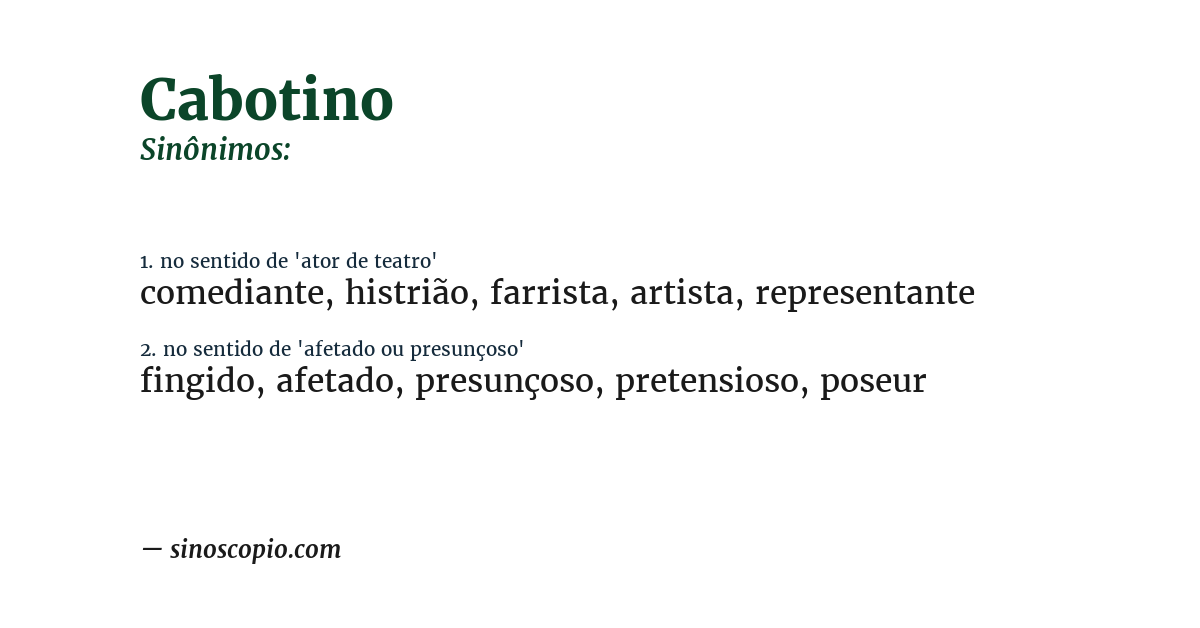 Sinônimo de cabotino