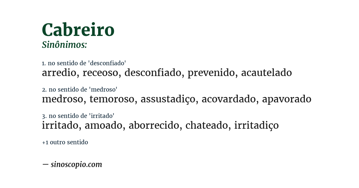 Sinônimo de cabreiro