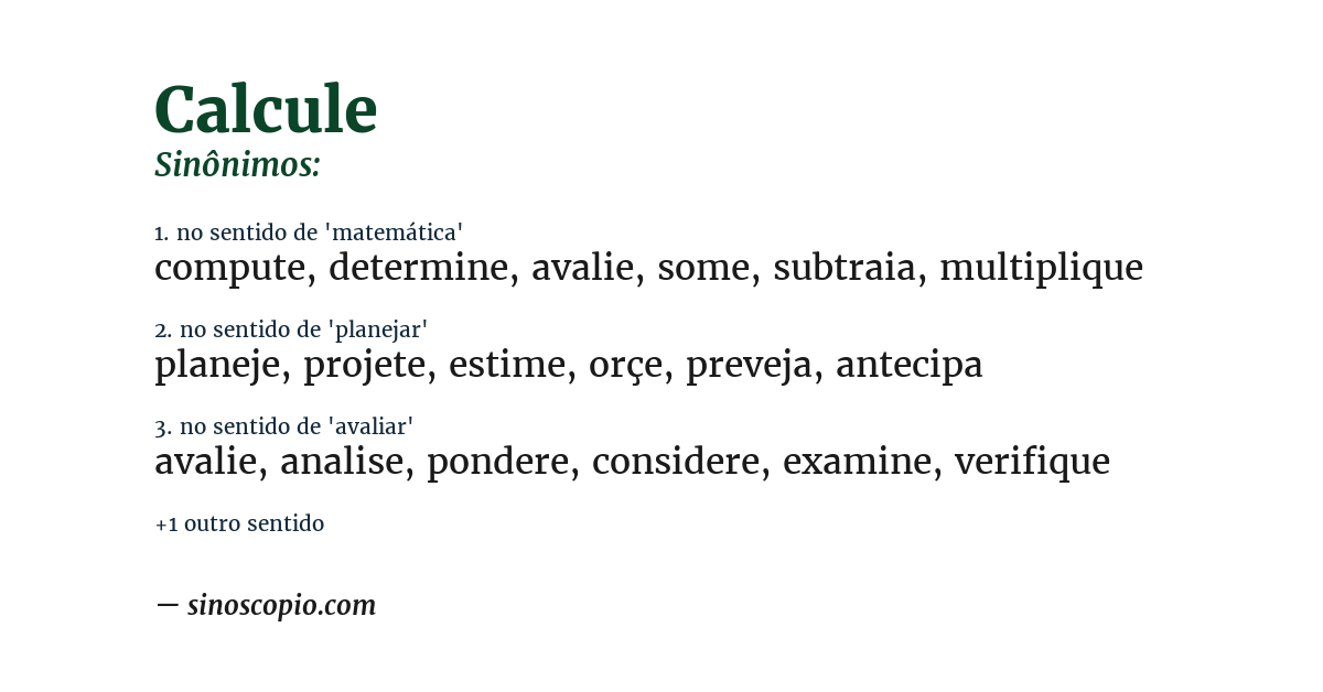 Sinônimo de calcule