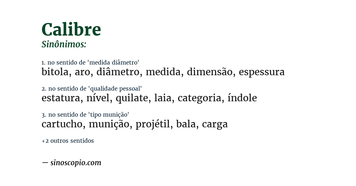 Sinônimo de calibre