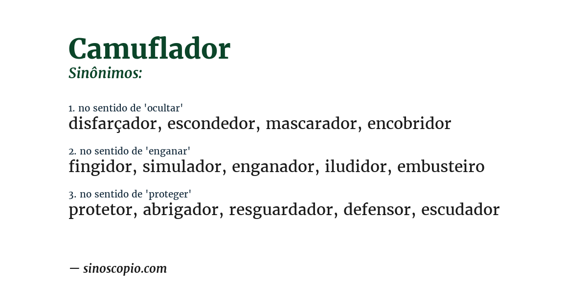 Sinônimo de camuflador