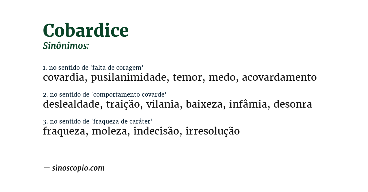 Sinônimo de cobardice