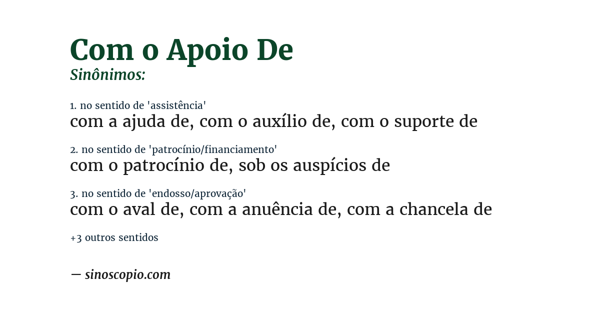 Sinônimo de com o apoio de