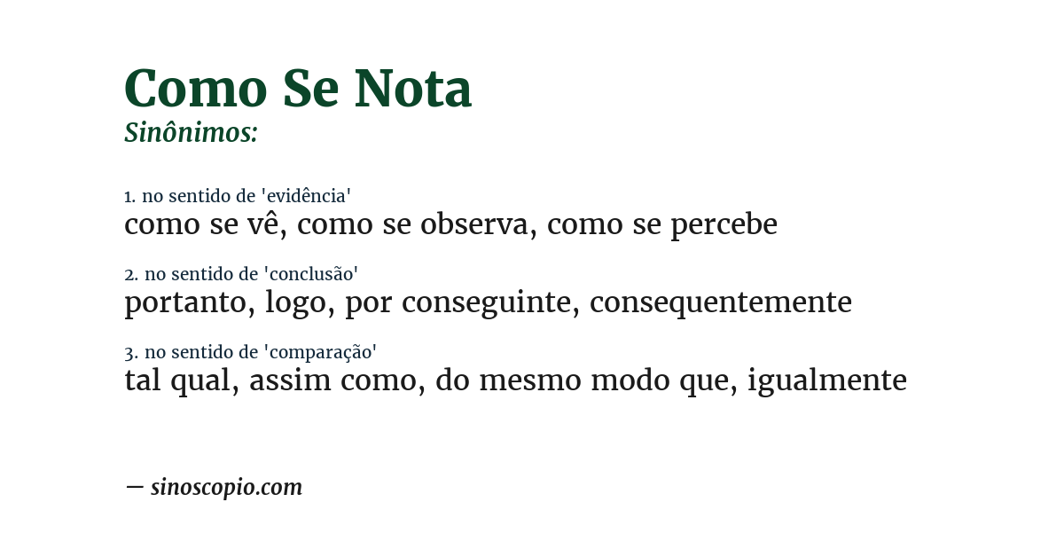 Sinônimo de como se nota