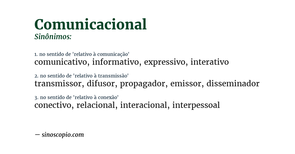 Sinônimo de comunicacional