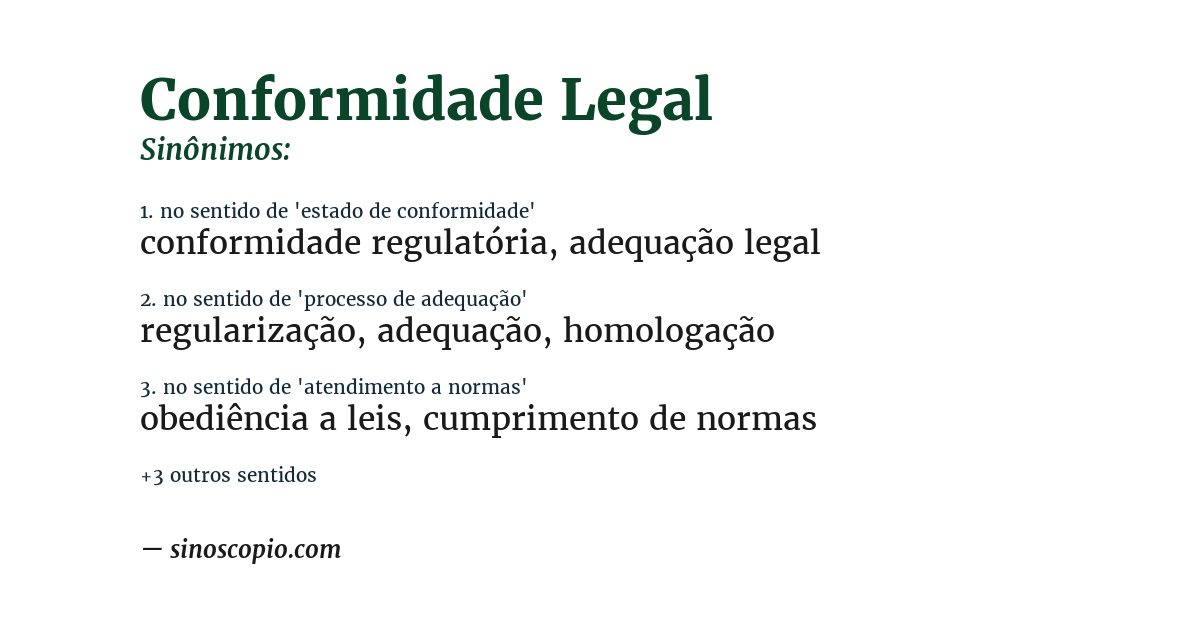 Sinônimo de conformidade legal