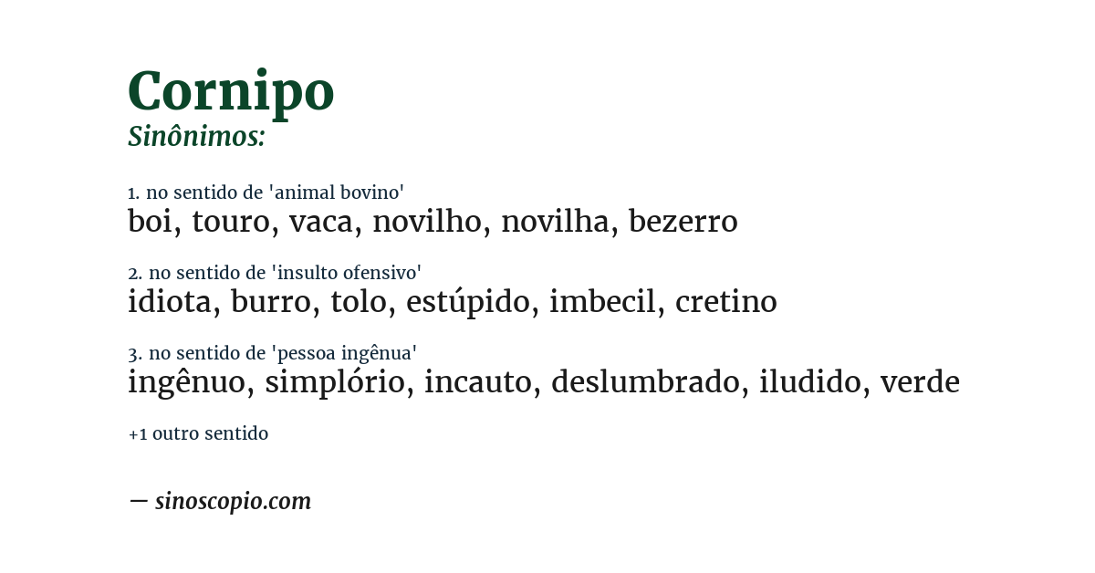 Sinônimo de cornipo