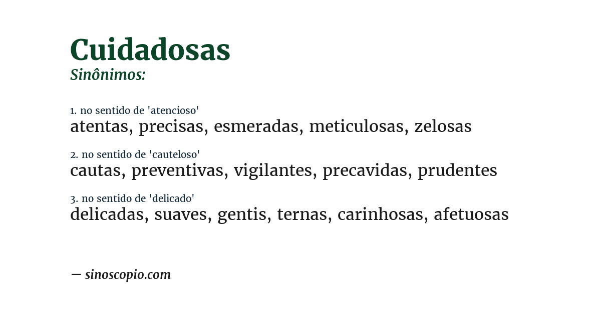 Sinônimo de cuidadosas