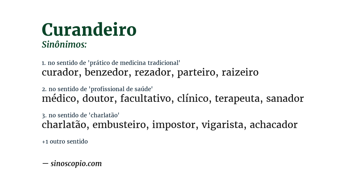 Sinônimo de curandeiro