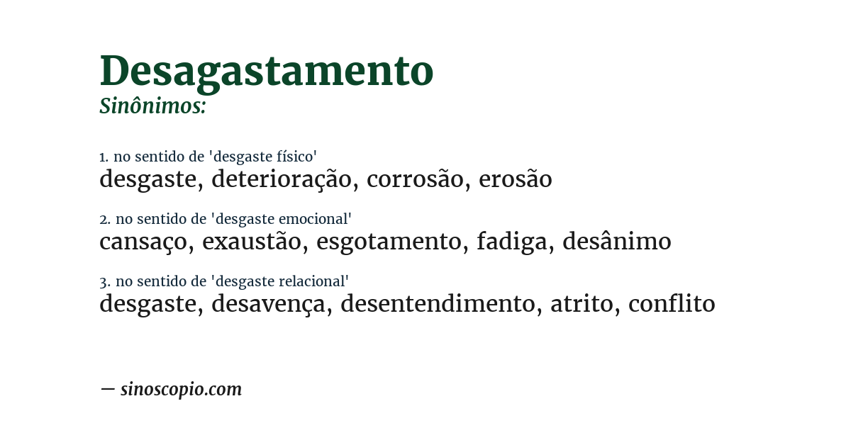 Sinônimo de desagastamento