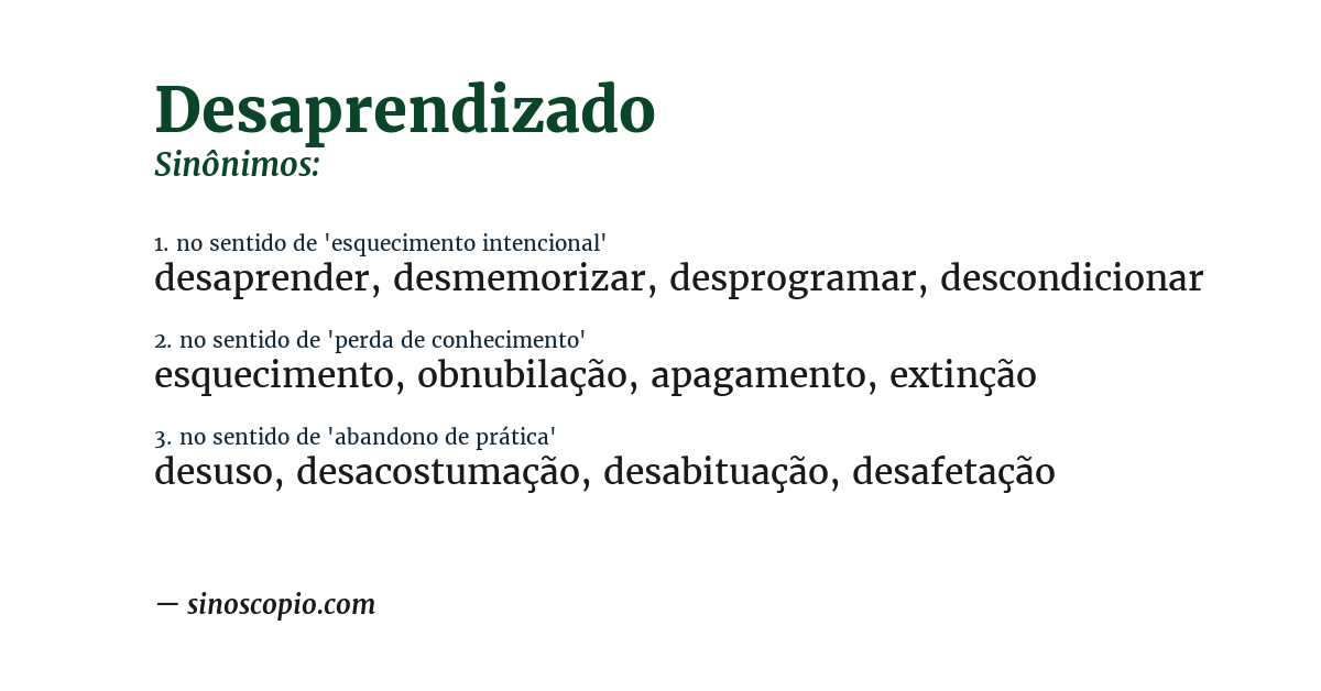 Sinônimo de desaprendizado