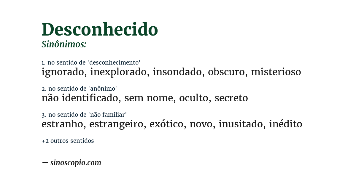 Sinônimo de desconhecido