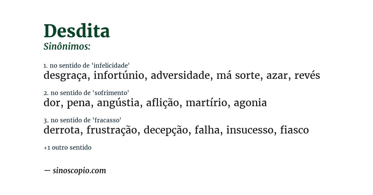 Sinônimo de desdita