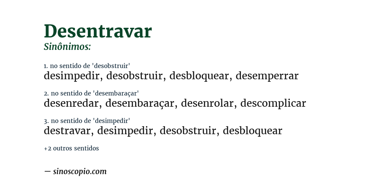 Sinônimo de desentravar
