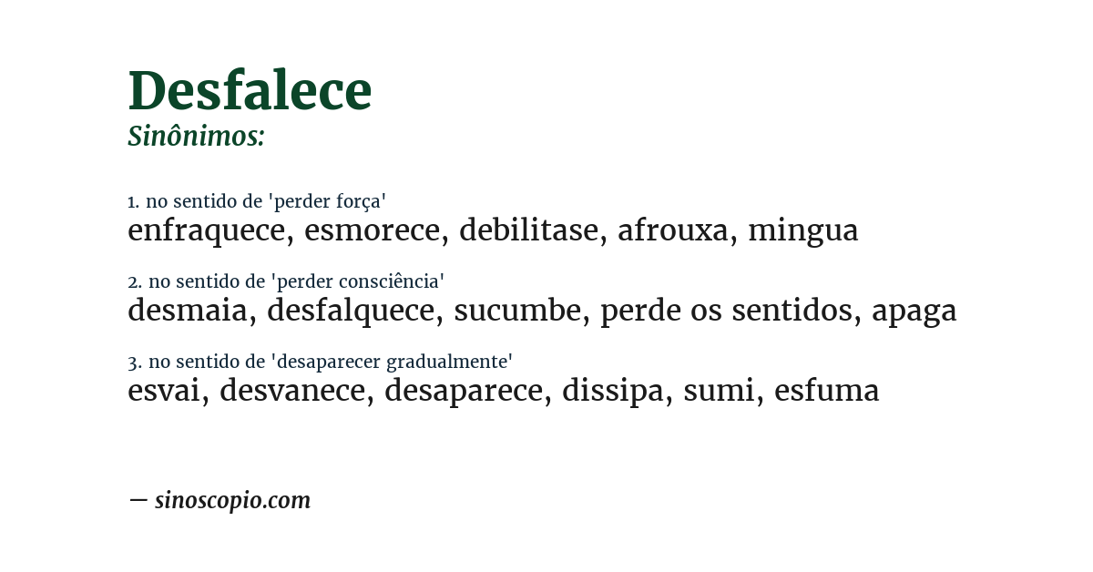 Sinônimo de desfalece