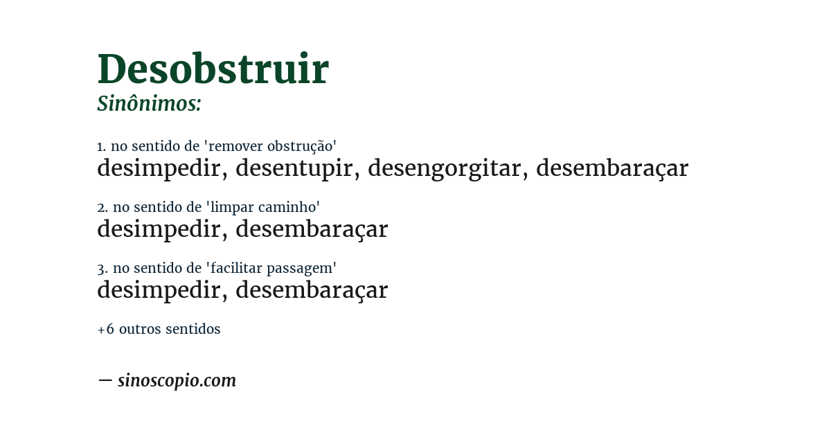 Sinônimo de desobstruir