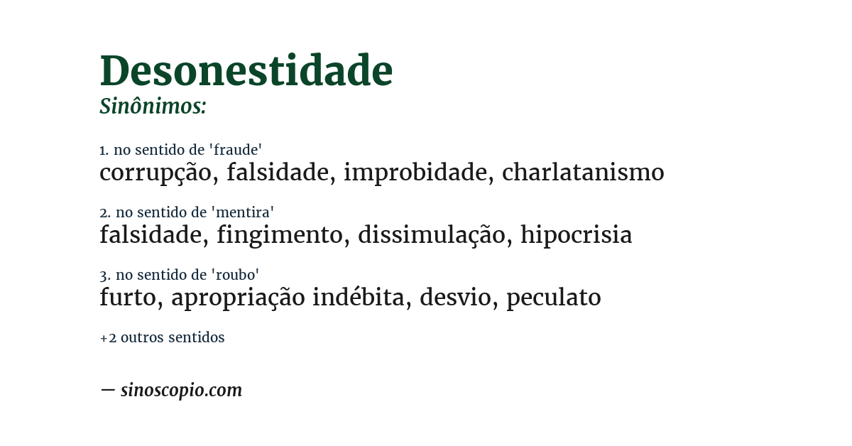 Sinônimo de desonestidade