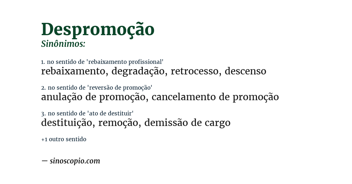 Sinônimo de despromoção