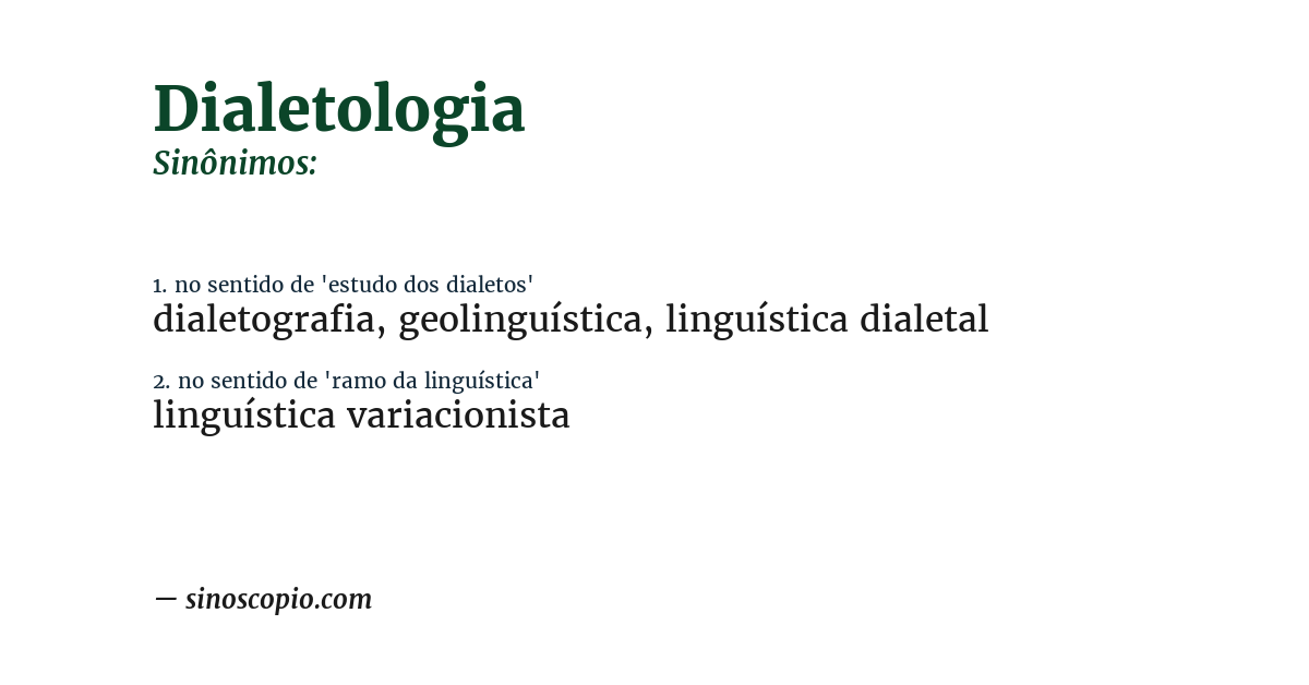 Sinônimo de dialetologia