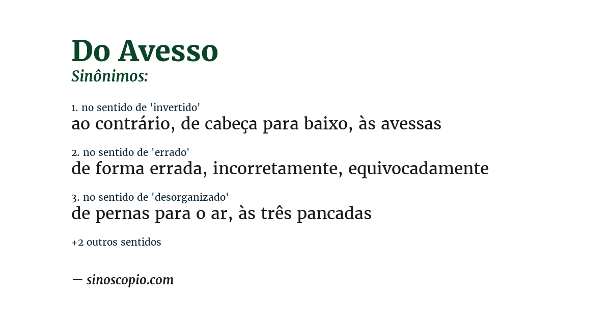 Sinônimo de do avesso