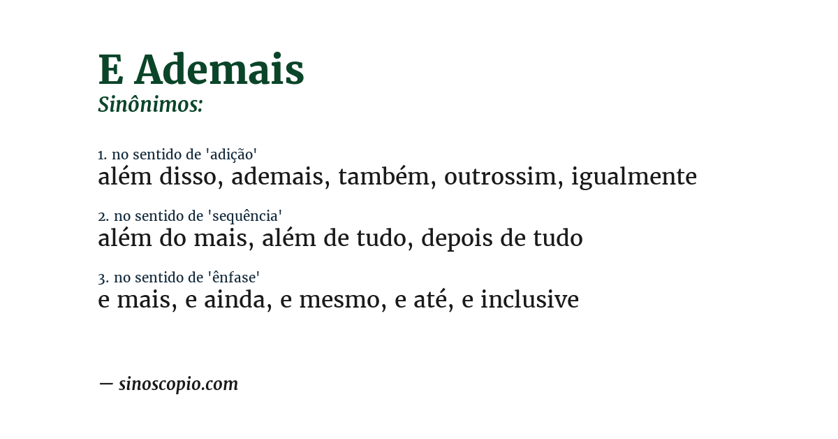 Sinônimo de e ademais