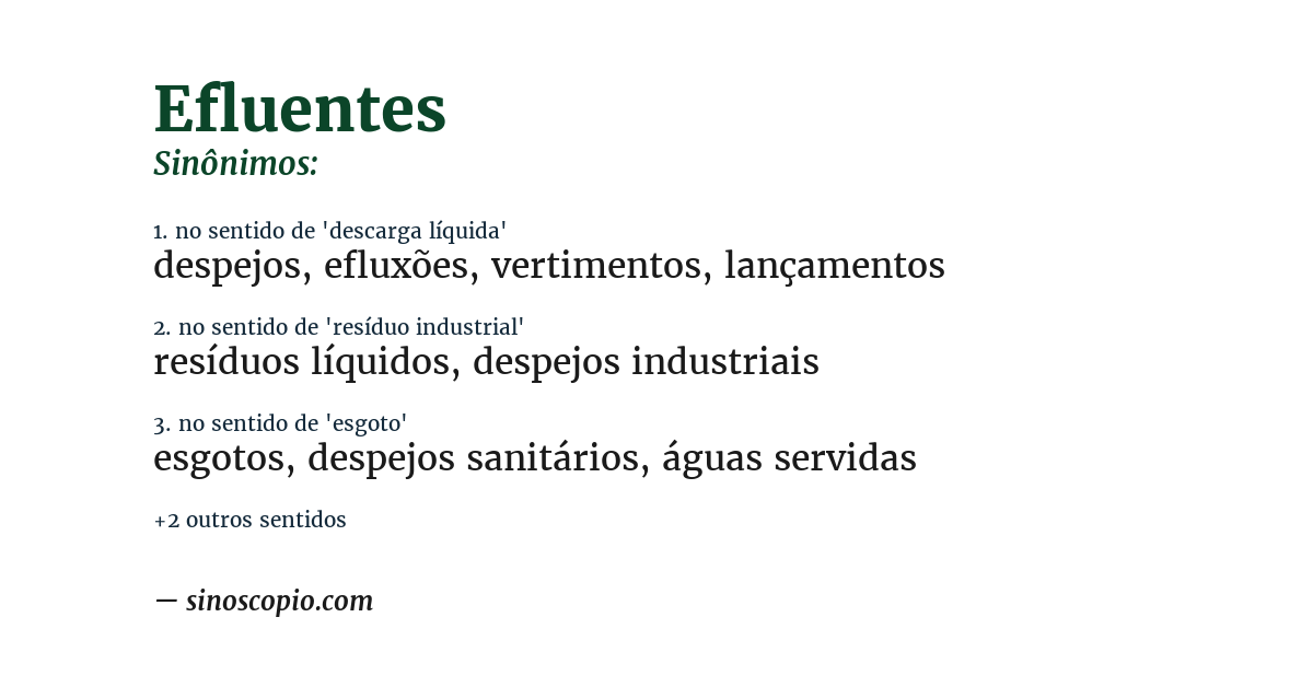Sinônimo de efluentes