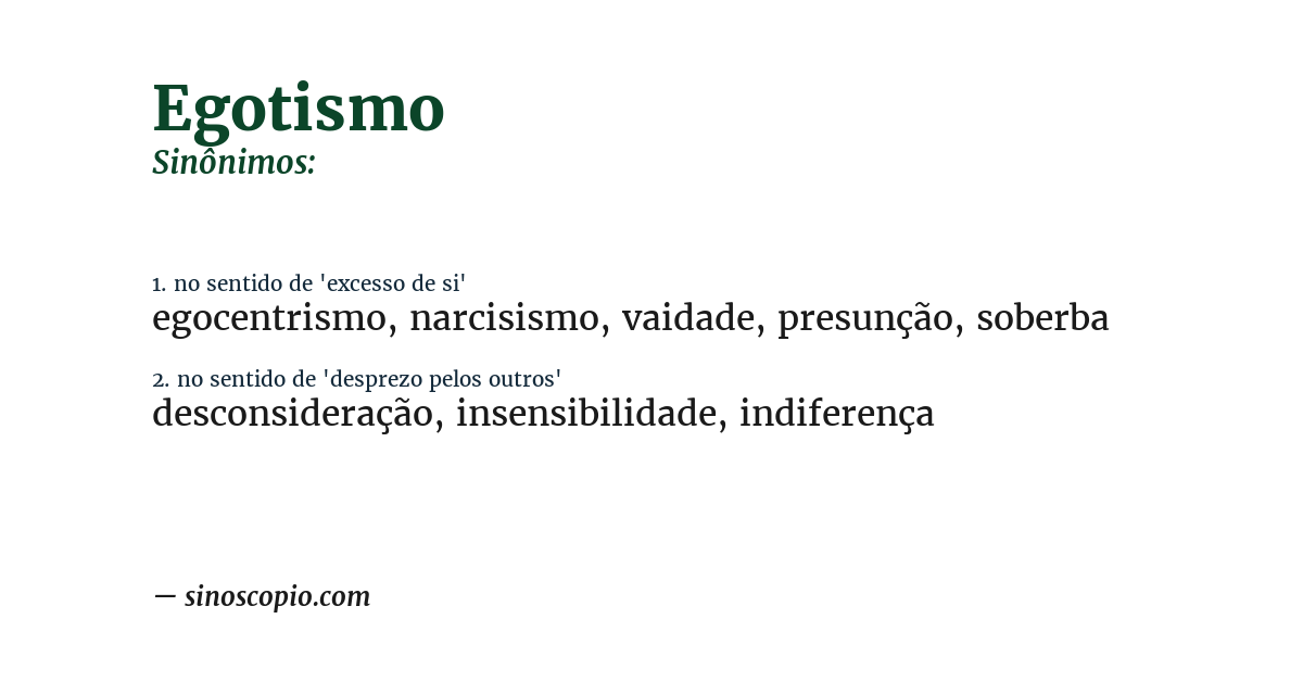 Sinônimo de egotismo