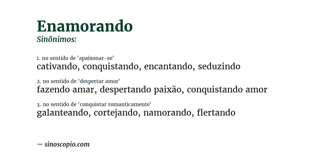 Sinônimo de enamorando