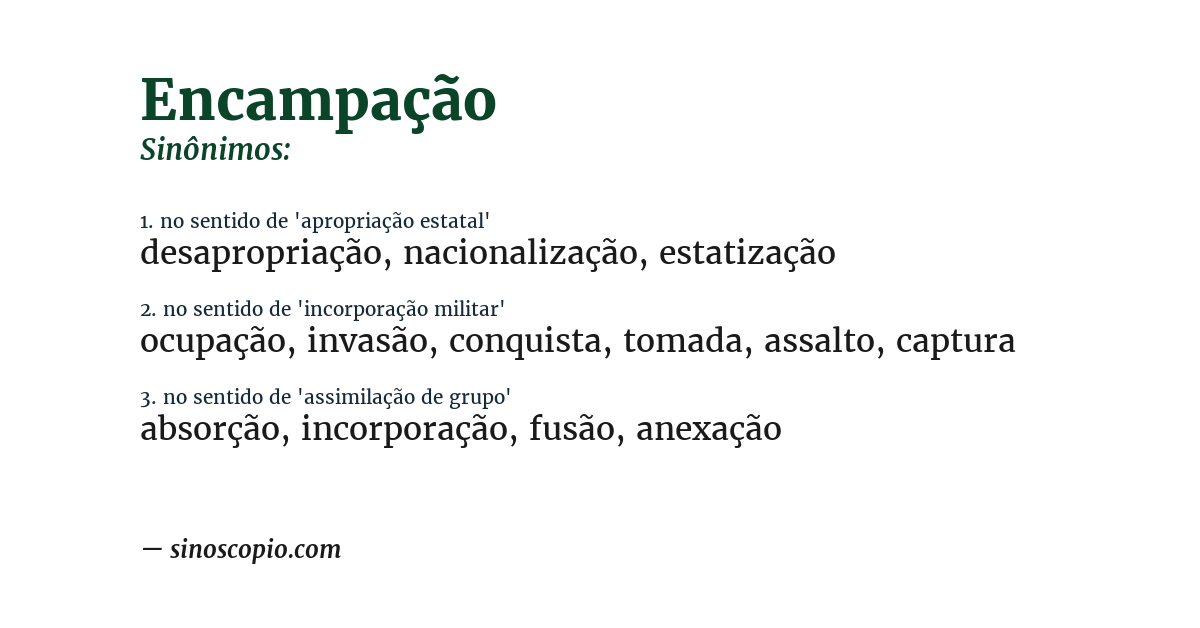 Sinônimo de encampação