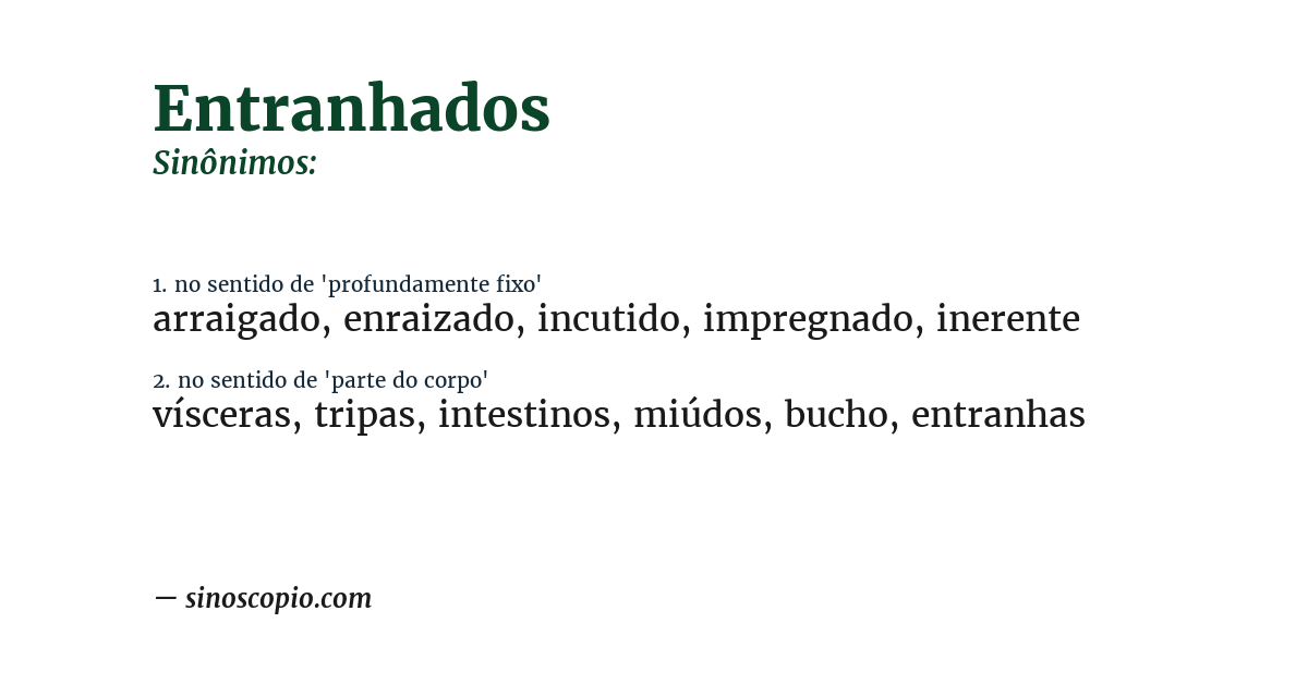 Sinônimo de entranhados