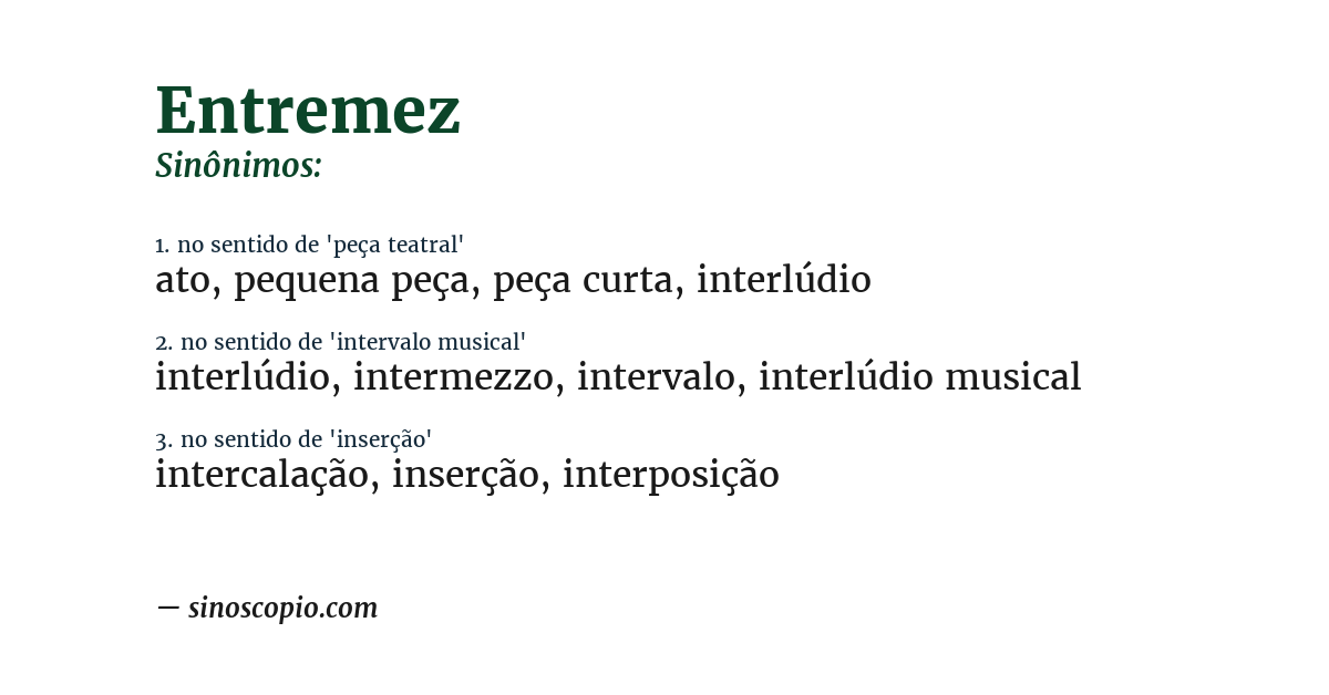 Sinônimo de entremez