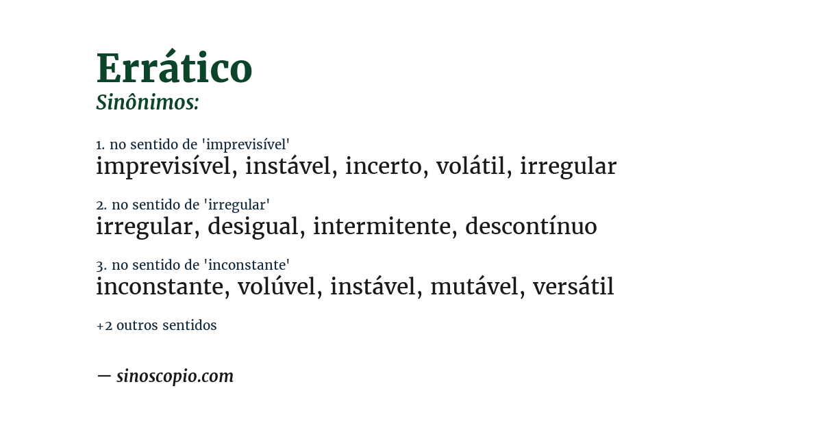 Sinônimo de errático