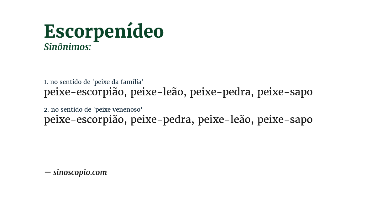 Sinônimo de escorpenídeo