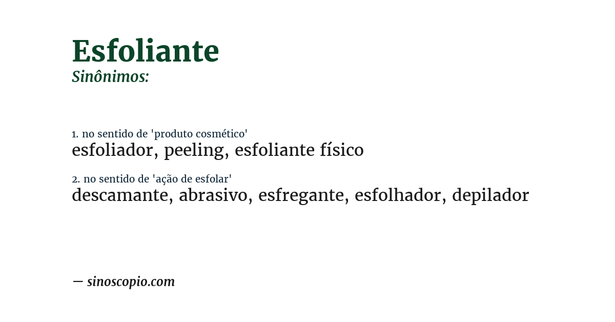 Sinônimo de esfoliante