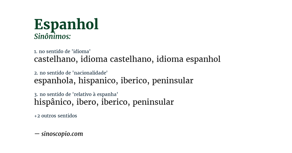 Sinônimo de espanhol