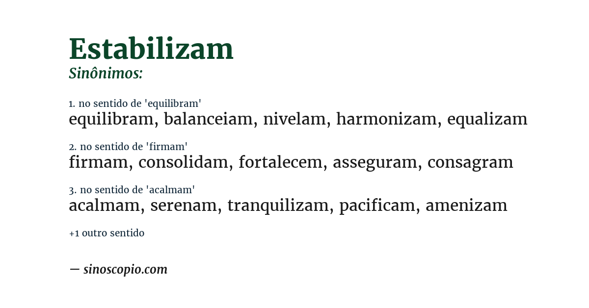 Sinônimo de estabilizam