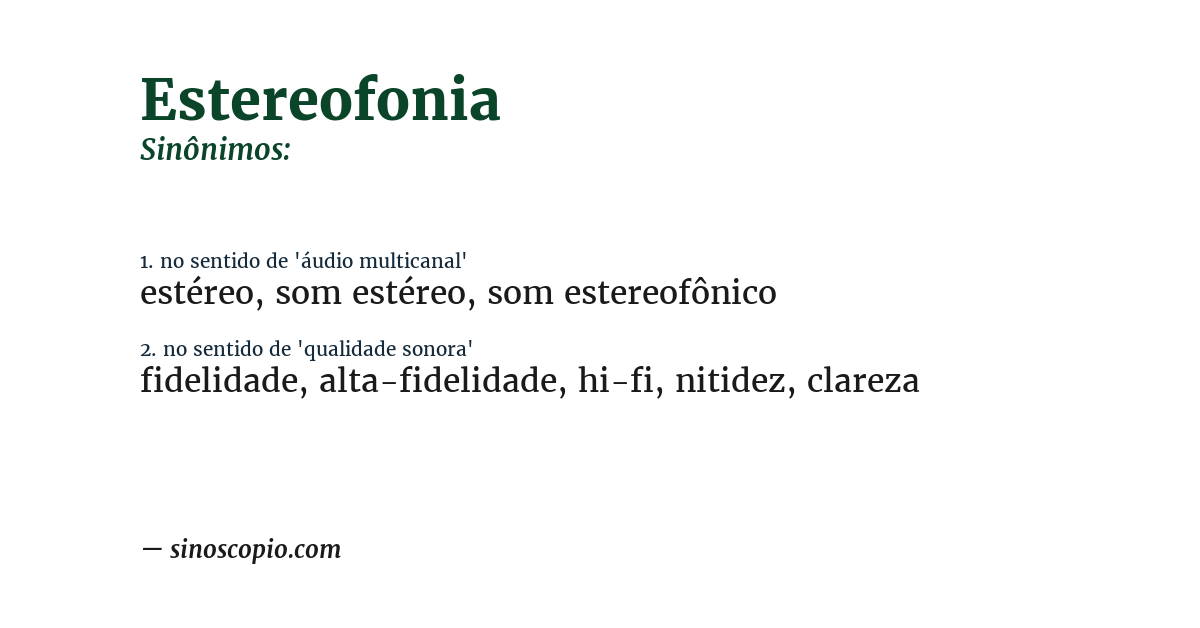 Sinônimo de estereofonia