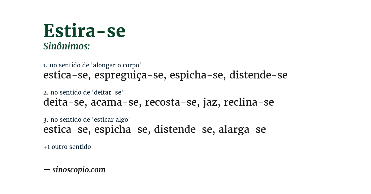 Sinônimo de estira-se