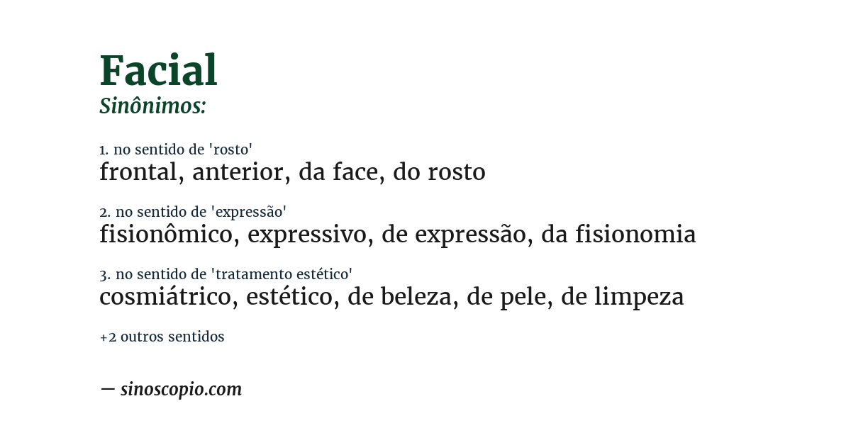 Sinônimo de facial