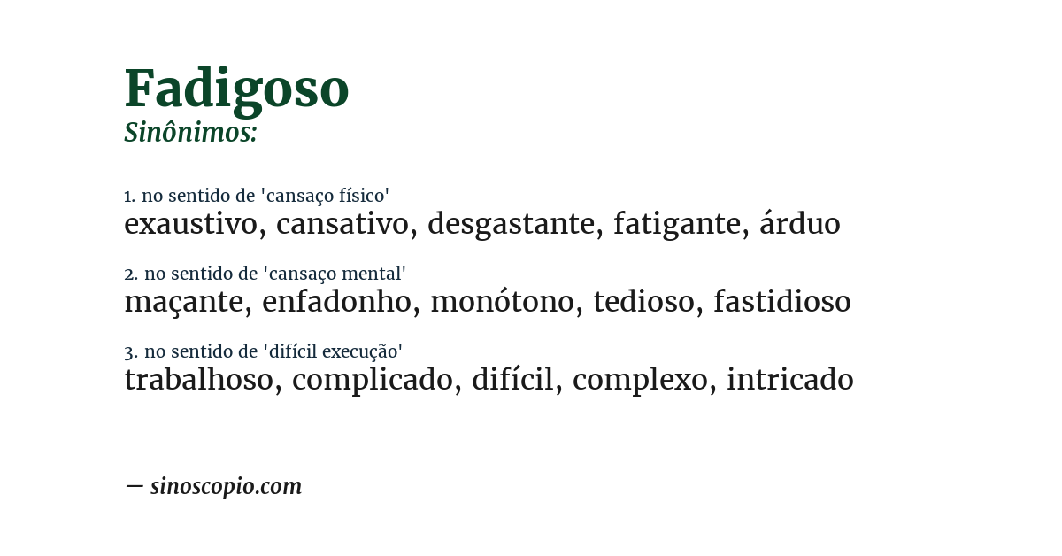Sinônimo de fadigoso