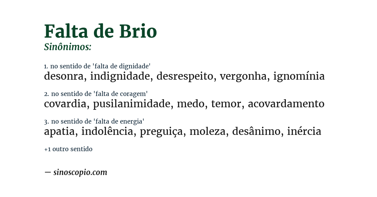 Sinônimo de falta de brio
