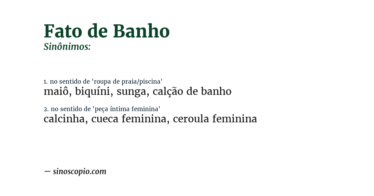 Sinônimo de fato de banho