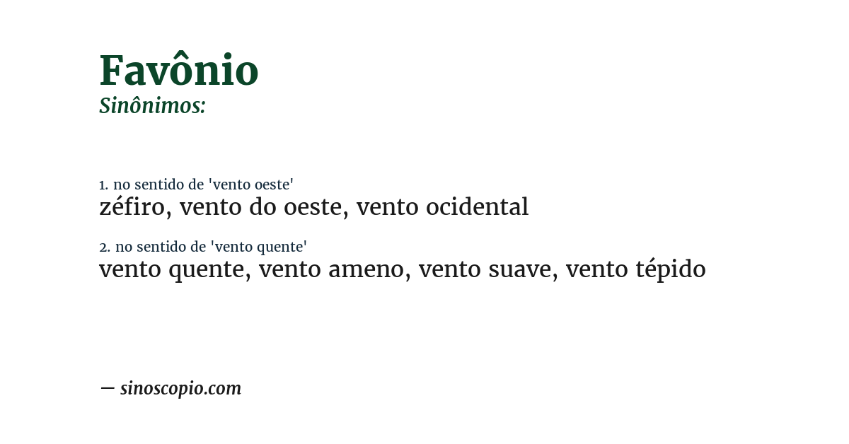 Sinônimo de favônio